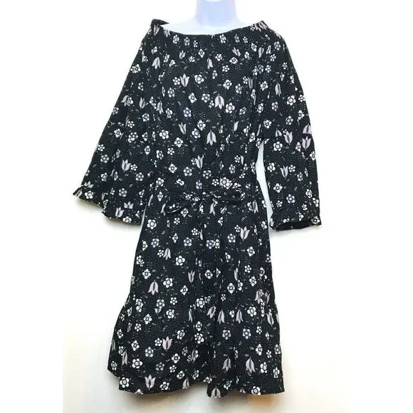 Eloquii‎ Womens Plus Black Off Shoulder Dress Size 26 Tie Waist Long Sleeve - Picture 10 of 10
